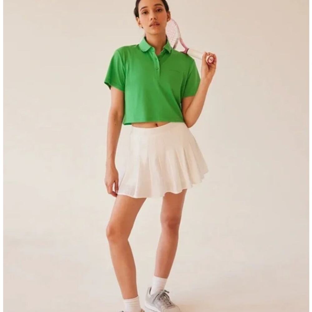 Outdoor Voices Shirt Women's Size XXS Kelly Green Birdie Cropped Polo New